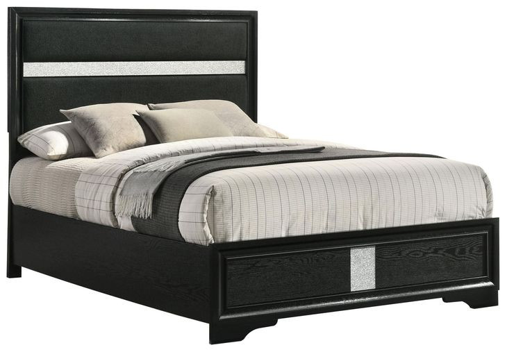 Miranda Black Full Upholstered Panel Bed