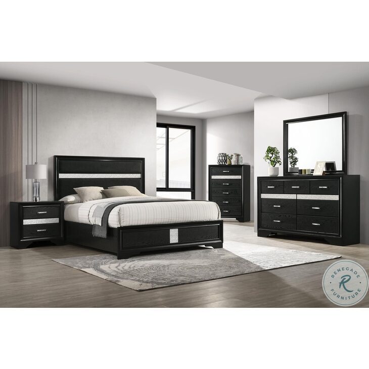 Miranda Black King Upholstered Panel Bed From Coaster Furniture