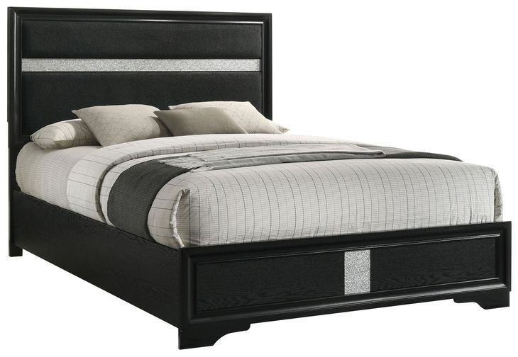 Miranda Black Queen Upholstered Panel Bed