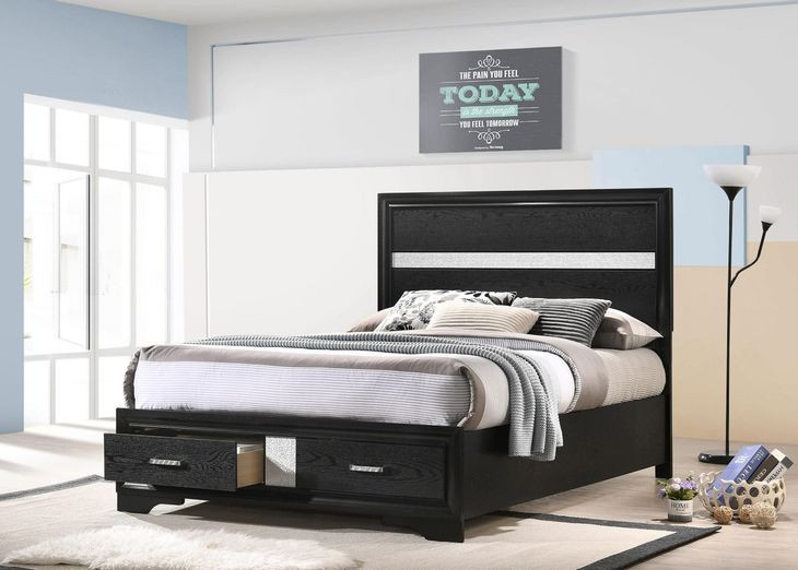 Miranda Black Full Platform Storage Bed