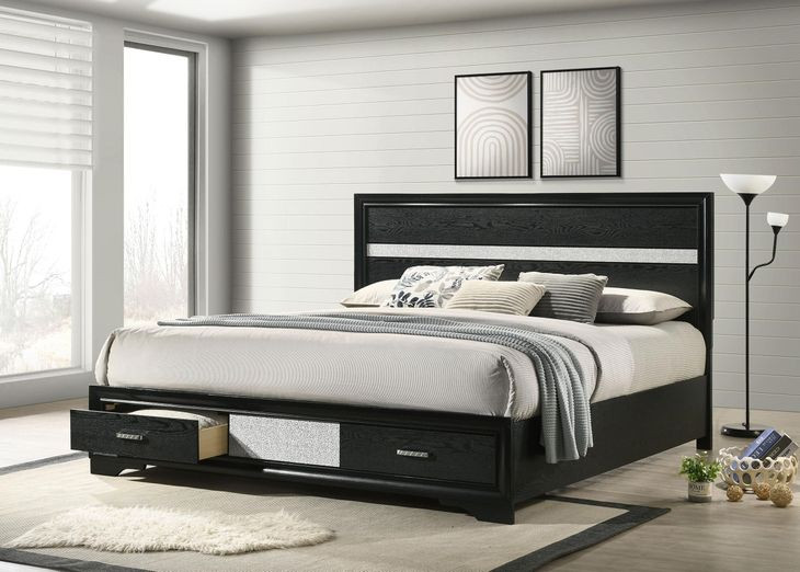 Miranda Black King Platform Storage Bed