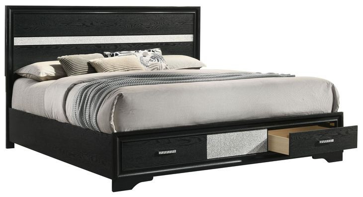 Miranda Black King Platform Storage Bed