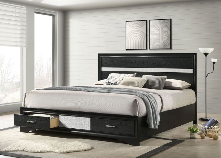 Miranda Black California King Storage Panel Bed