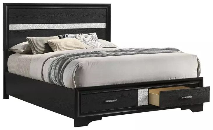 Miranda Black Queen Platform Storage Bed
