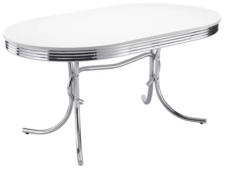 Retro White Oval Dining Table