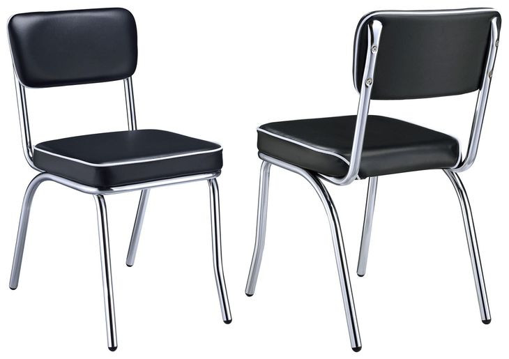 Retro Black Black Dining Chair Set of 2