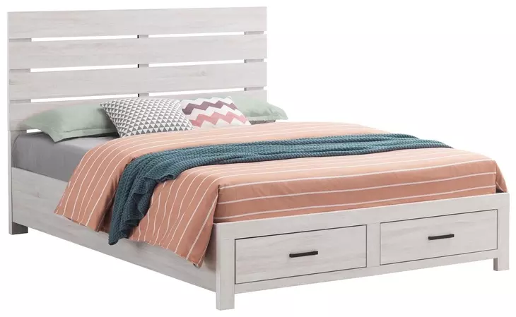 Brantford Coastal White Queen Platform Storage Bed