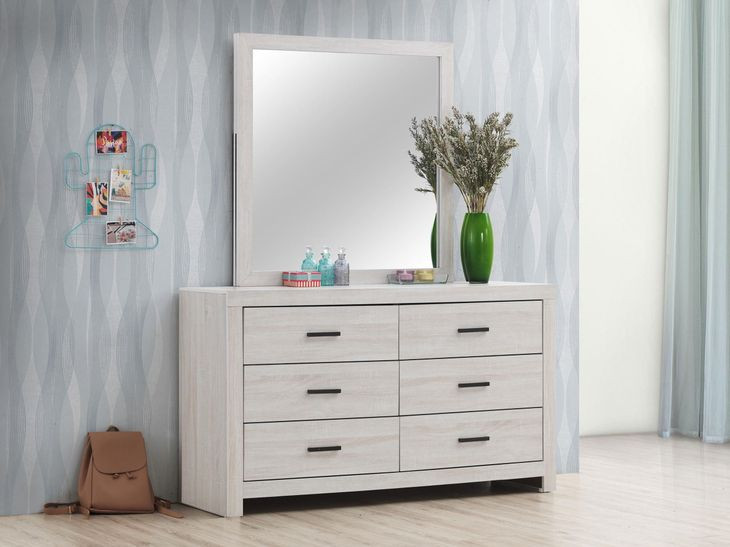Brantford Coastal White 6 Drawer Dresser with Mirror