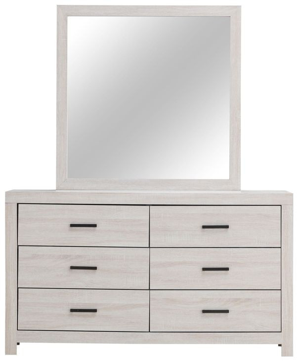 Brantford Coastal White 6 Drawer Dresser with Mirror