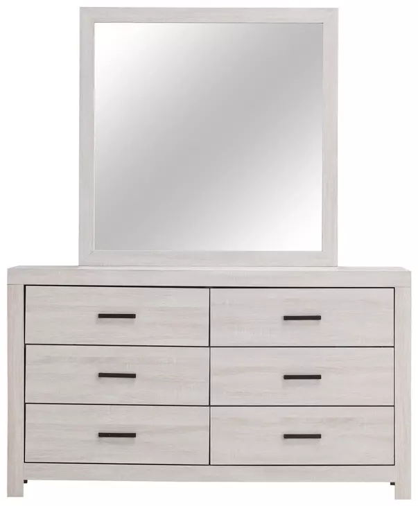 Brantford Coastal White 6 Drawer Dresser with Mirror