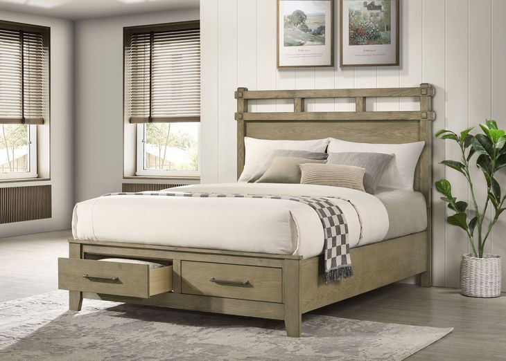 Hazlewood Vineyard Oak King Storage Panel Bed
