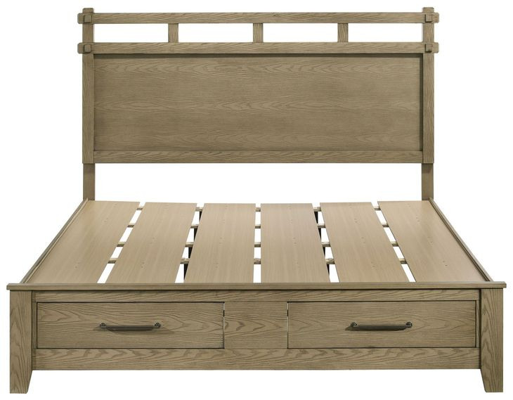 Hazlewood Vineyard Oak King Storage Panel Bed
