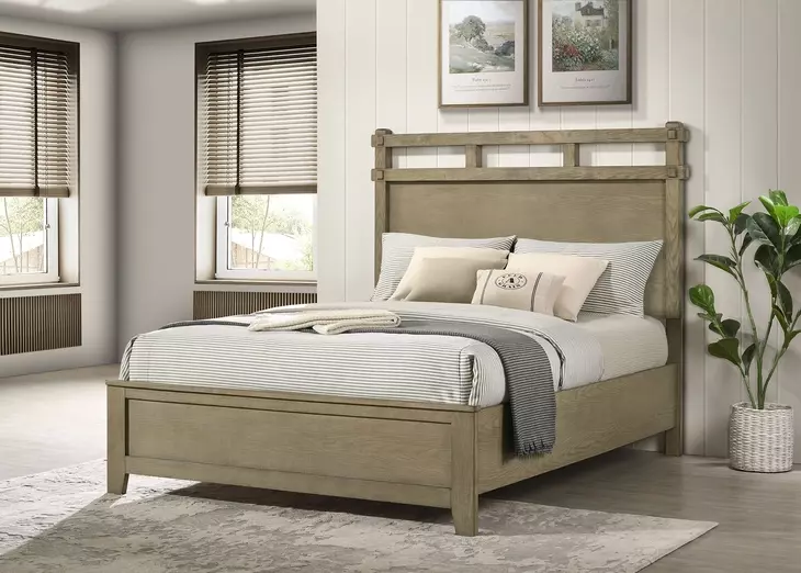 Hazlewood Vineyard Oak Queen Panel Bed