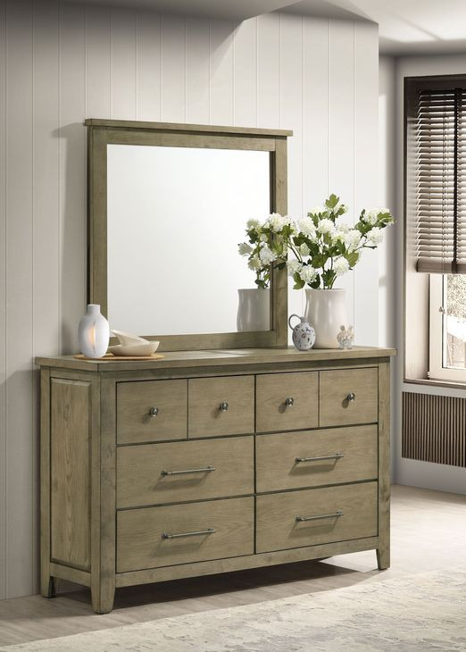 Hazlewood Vineyard Oak 6 Drawer Dresser with Mirror