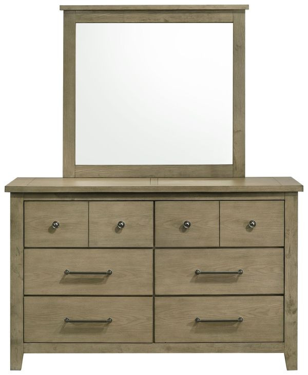 Hazlewood Vineyard Oak 6 Drawer Dresser with Mirror