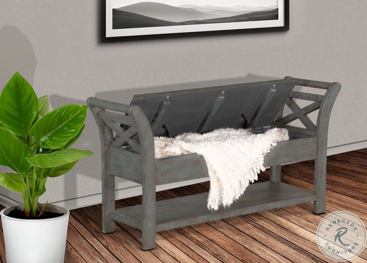 Haven Little Boy Blue 48" Accent Bench with Storage