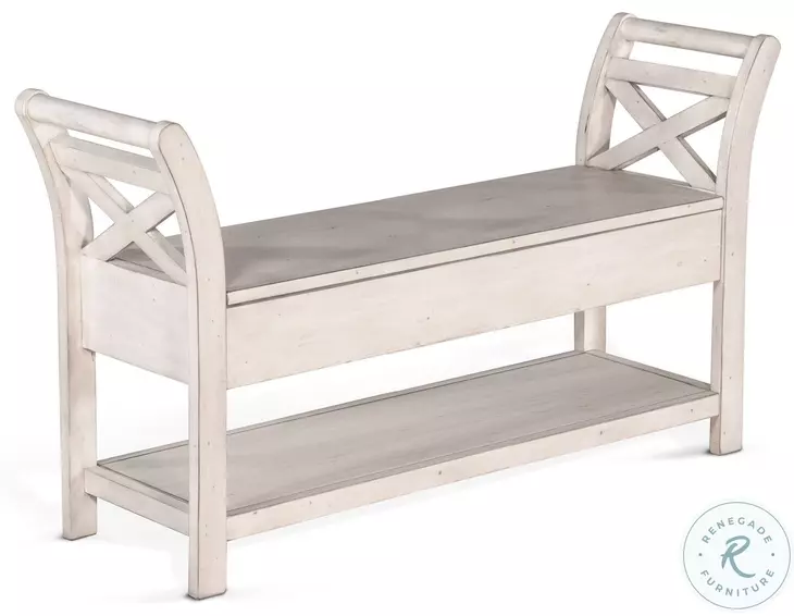 Willow Cove Marble White 48" Accent Bench with Storage
