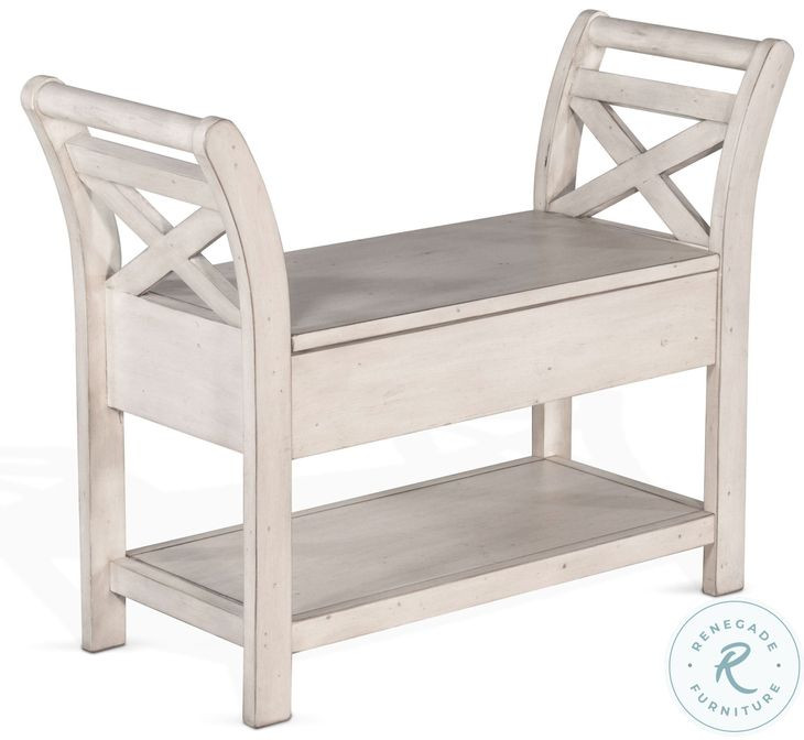 Willow Nest Marble White 36" Accent Bench with Storage