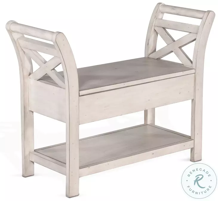 Willow Nest Marble White 36" Accent Bench with Storage