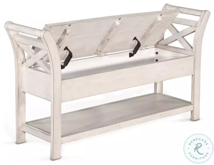Willow Cove Marble White 48" Accent Bench with Storage