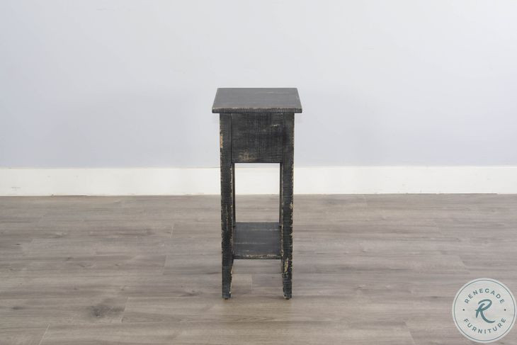 Seabright Black Rectangular Chair Side Table with Drawer