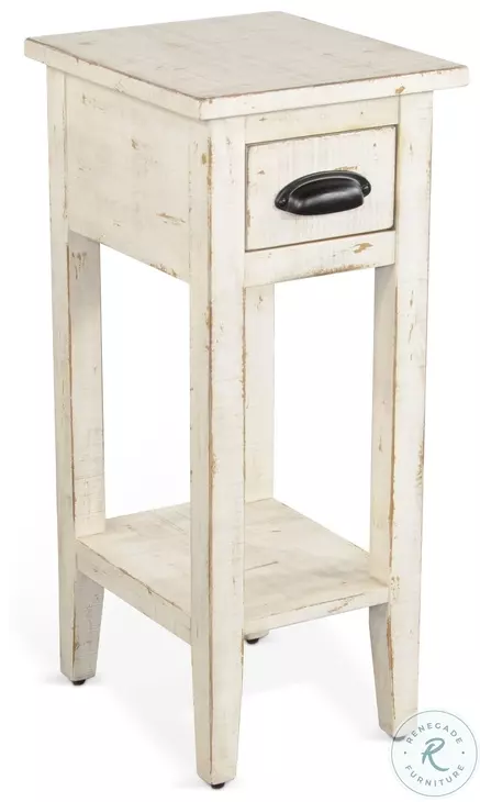 Seabright White Rectangular Chair Side Table with Drawer