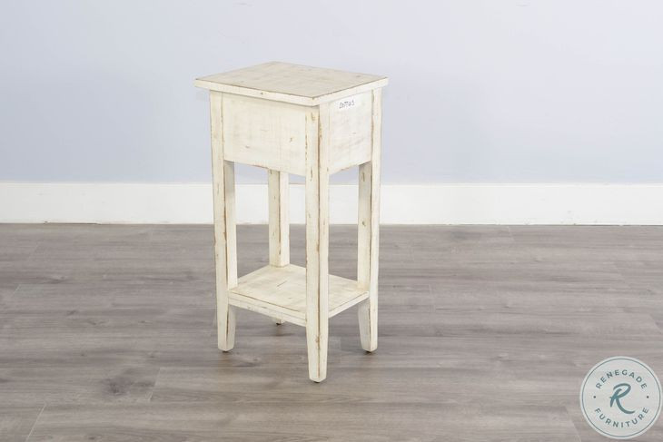 Seabright White Rectangular Chair Side Table with Drawer