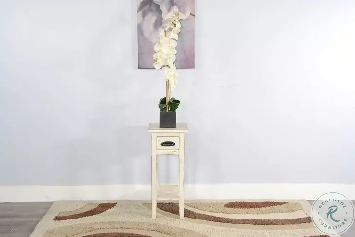 Seabright White Rectangular Chair Side Table with Drawer