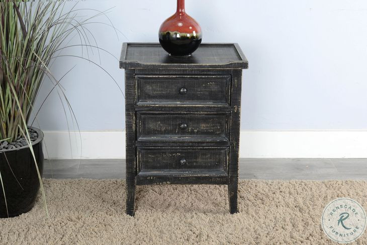 Seabright Black Rectangular End Table with Drawer