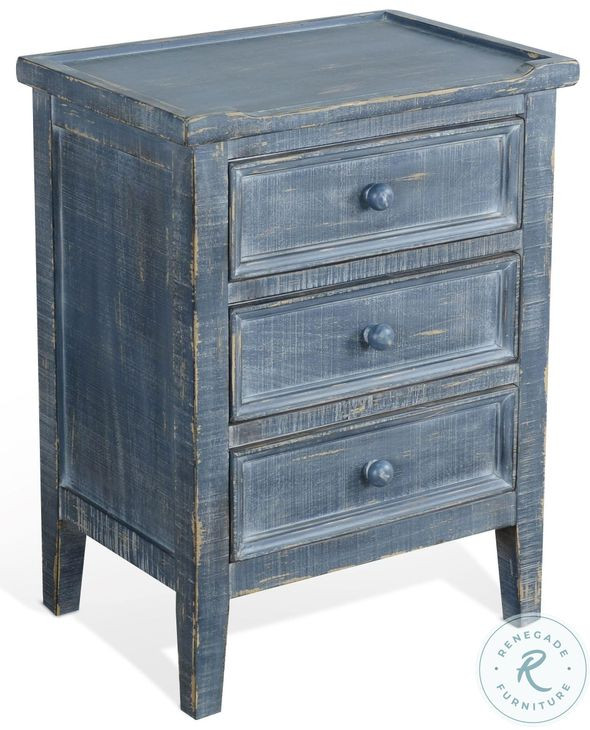 Seabright Blue Rectangular End Table with Drawer