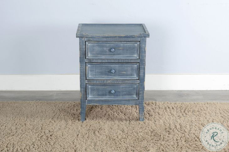 Seabright Blue Rectangular End Table with Drawer