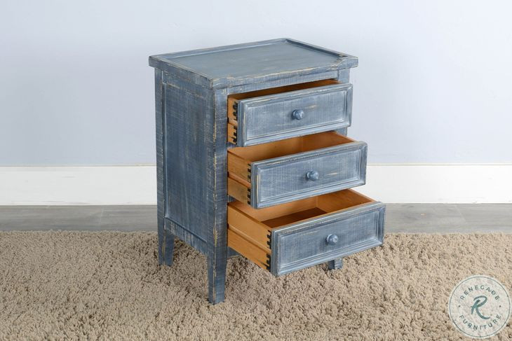Seabright Blue Rectangular End Table with Drawer