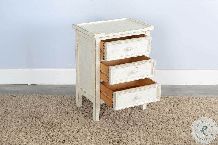 Seabright White Rectangular End Table with Drawer