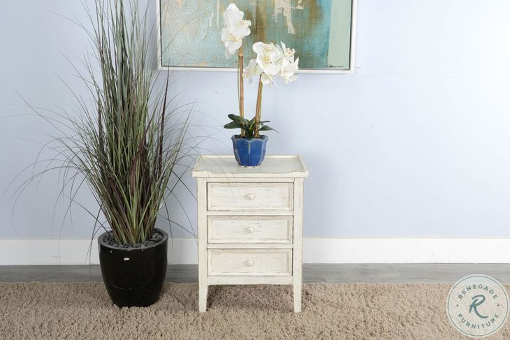 Seabright White Rectangular End Table with Drawer