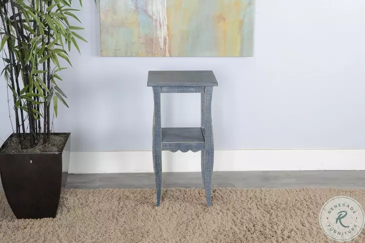 Seabright Blue Rectangular End Table