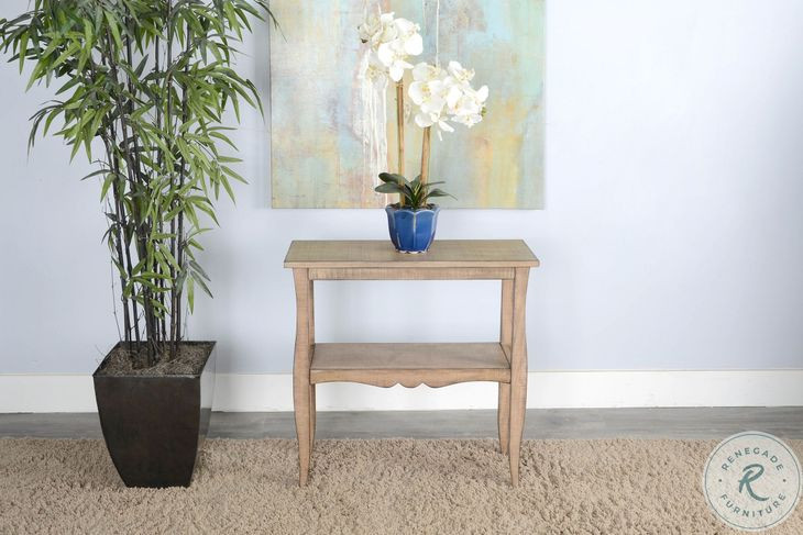 Autumn Echo Natural Beach Pebble 28" Rectangular Side Table