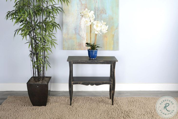 Cozy Luxe Black Sand 28" Rectangular Side Table