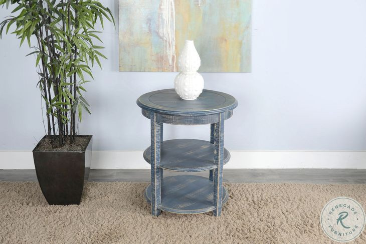 Seabright Blue Round Side Table