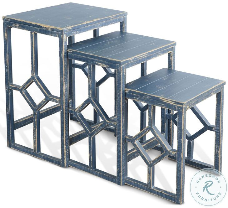 Seabright Blue Square Nesting Table