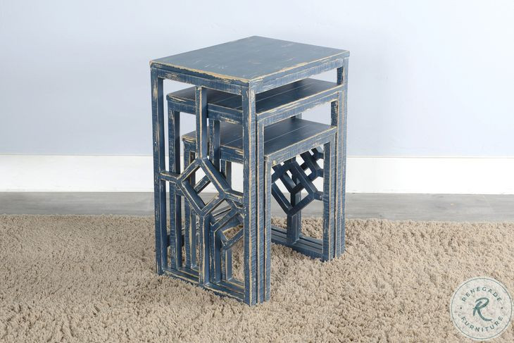 Seabright Blue Square Nesting Table