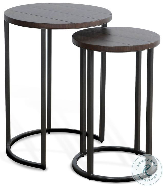 Havenstead Dark Brown 18" Round Nesting Table Set