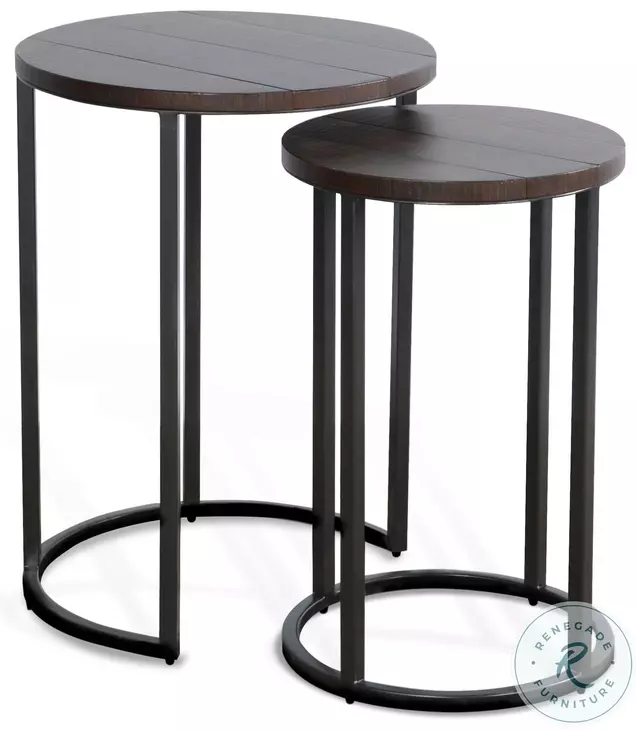 Havenstead Dark Brown 18" Round Nesting Table Set