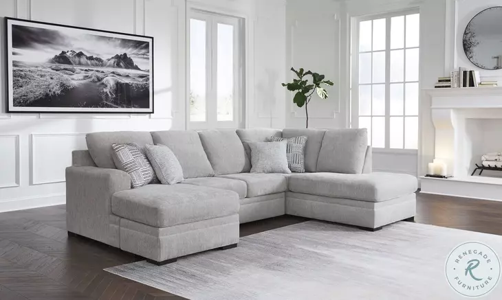Gabyleigh Nickel 2 Piece Performance Fabric Sectional with RAF Chaise