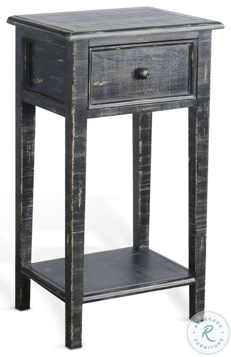 Seabright Black Sand Rectangular Side Table with Drawer