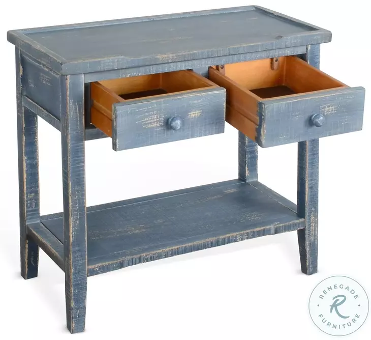 Cozy Luxe Ocean Blue 33" Rectangular Side Table