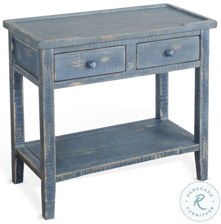 Cozy Luxe Ocean Blue 33" Rectangular Side Table