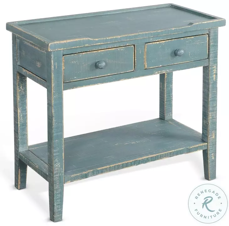 Seabright Green Rectangular Side Table with 2 Drawer