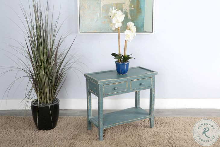 Seabright Green Rectangular Side Table with 2 Drawer