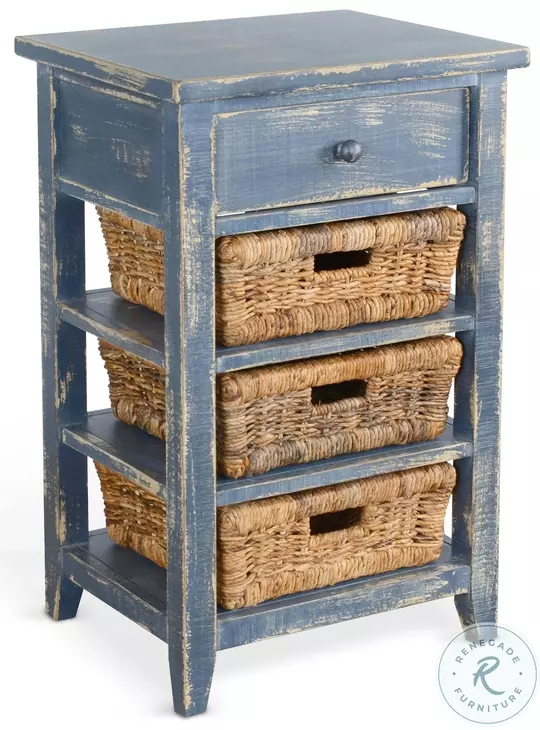 Seabright Blue 1 Drawer Storage Rack with Baskets