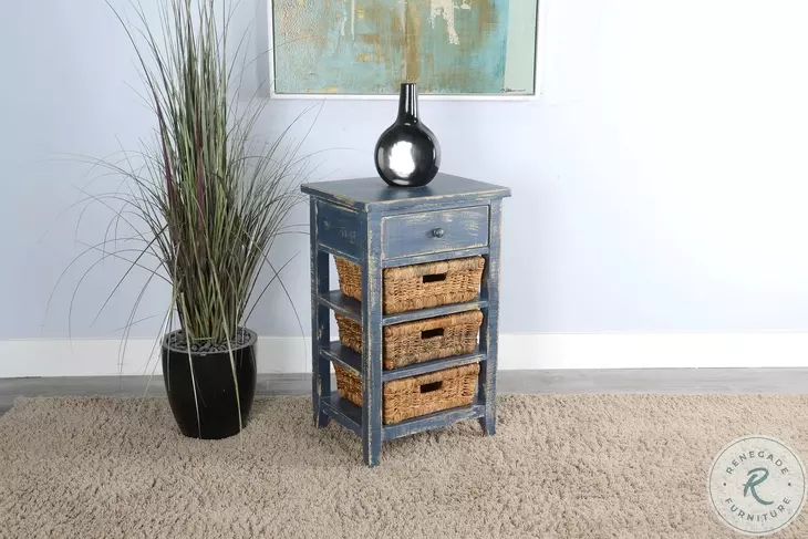 Seabright Blue 1 Drawer Storage Rack with Baskets
